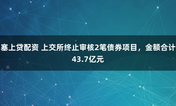 塞上贷配资 上交所终止审核2笔债券项目，金额合计43.7亿元